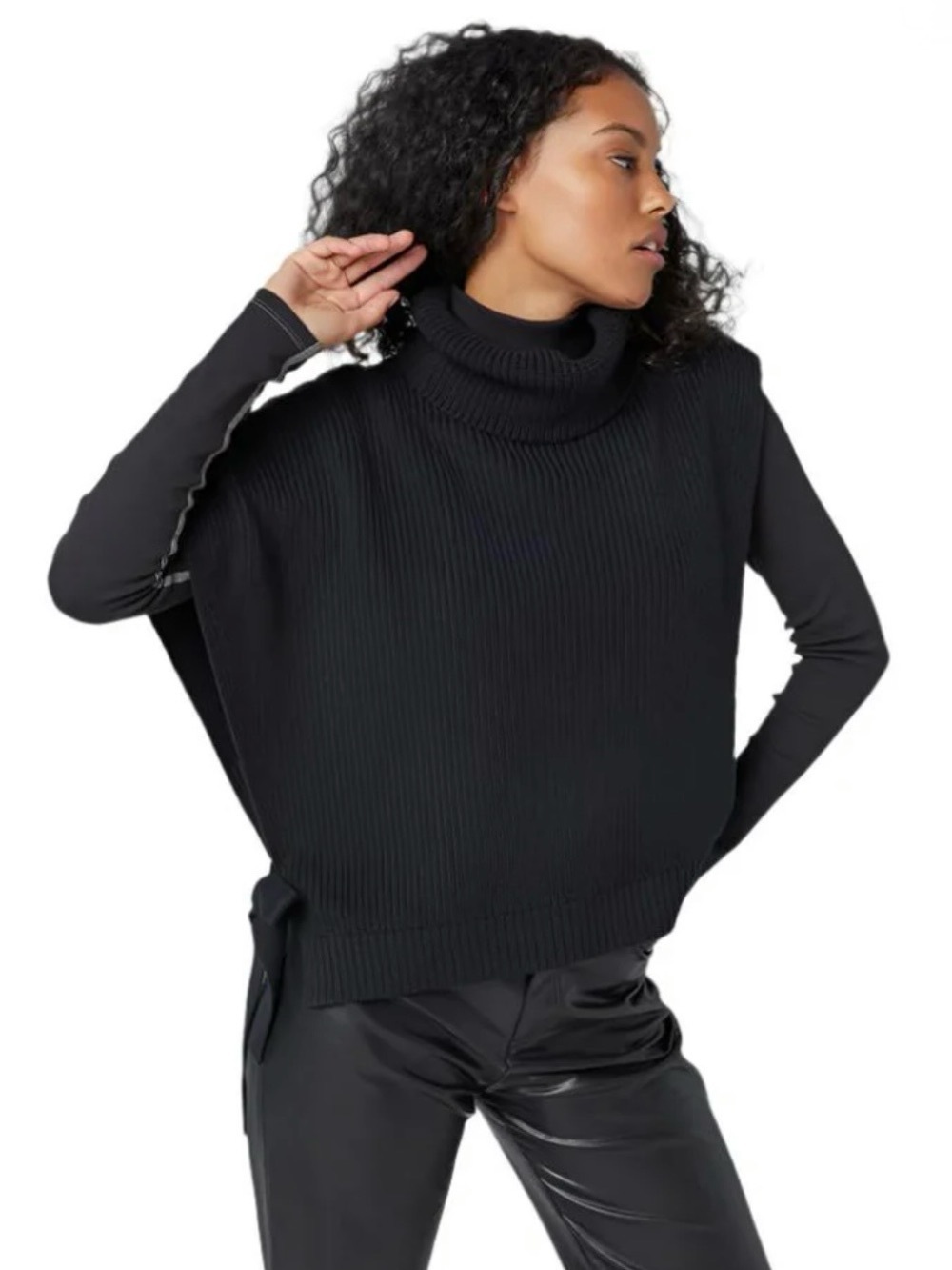 Alp N Rock Akira Oversized Turtleneck Cotton Sweater Vest in Black Medium NEW